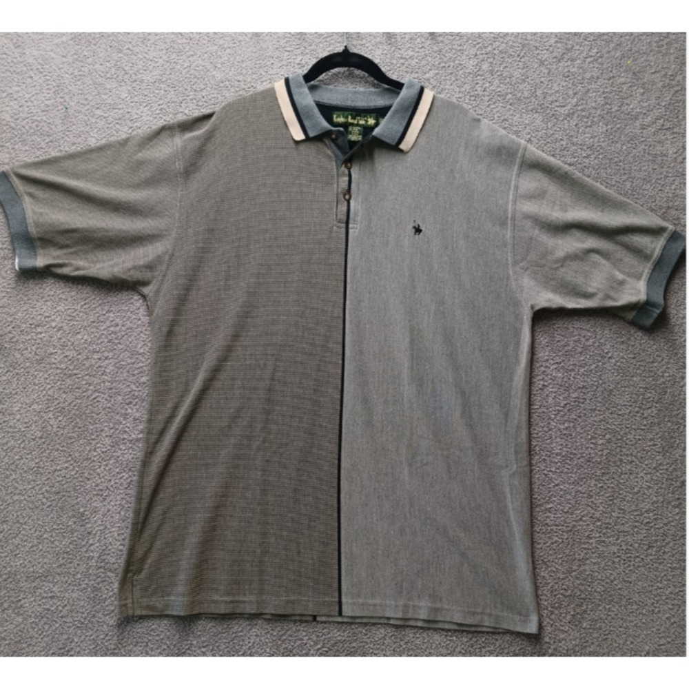 Knights of Round Table Polo Shirt Mens 2XL Y2K Colorblock Knit Short Sleeve Golf